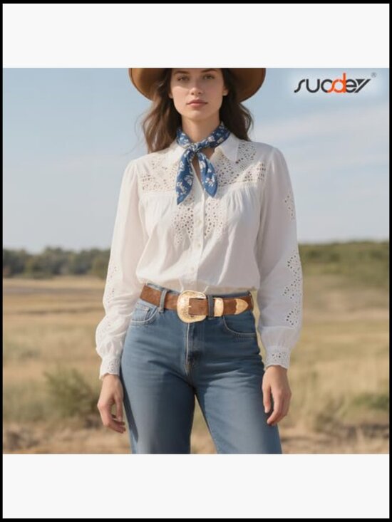 Vintage Western Belt Faux Leather Floral Buckle Adjustable Cowgirl Style main image 6